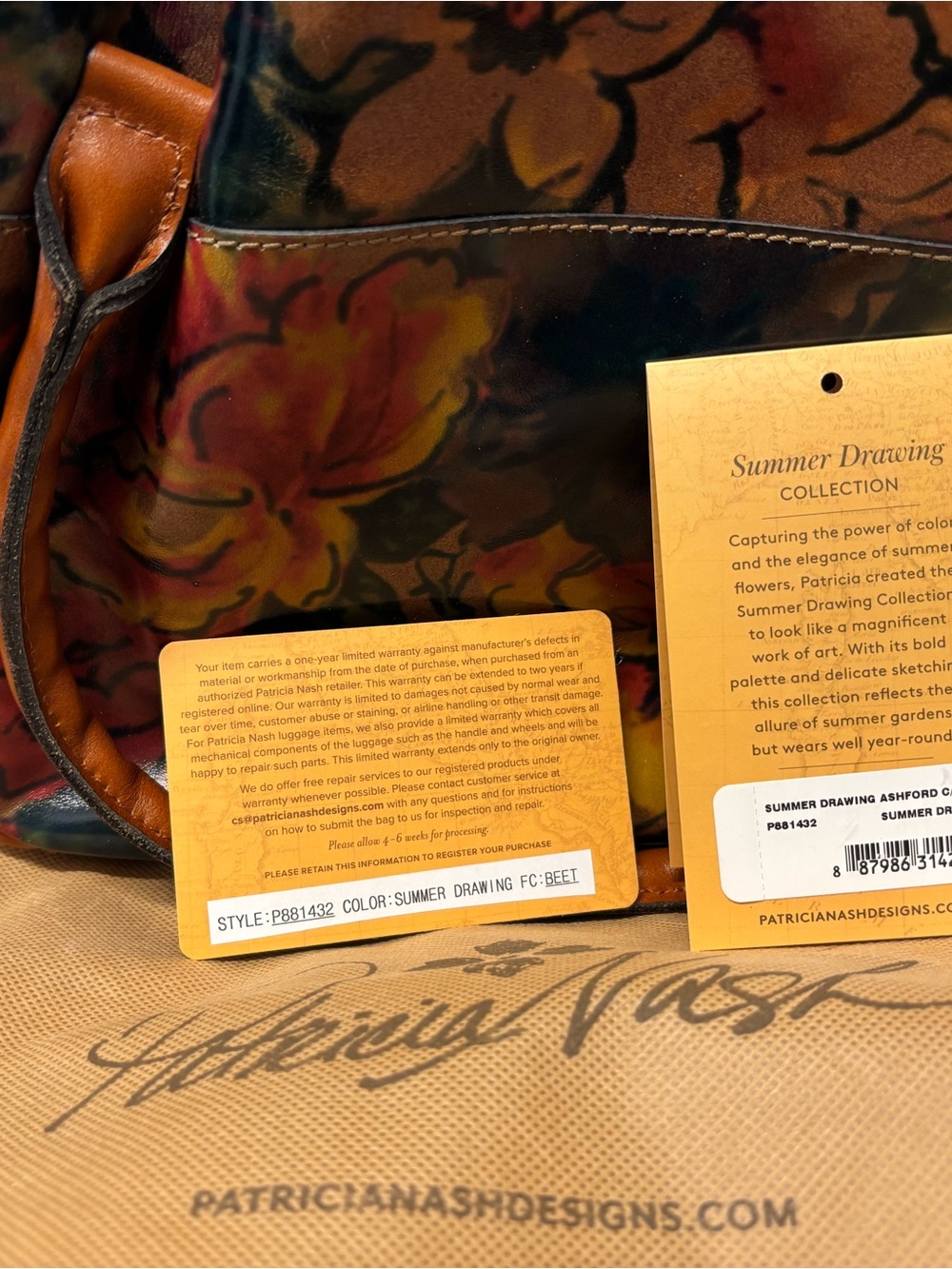 Patricia Nash Floral Leather Tote Bag - Picture 3 of 3